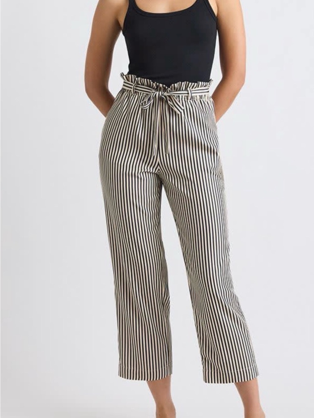 RW&CO. Black and light cream/ivory Vertical Stripe pants